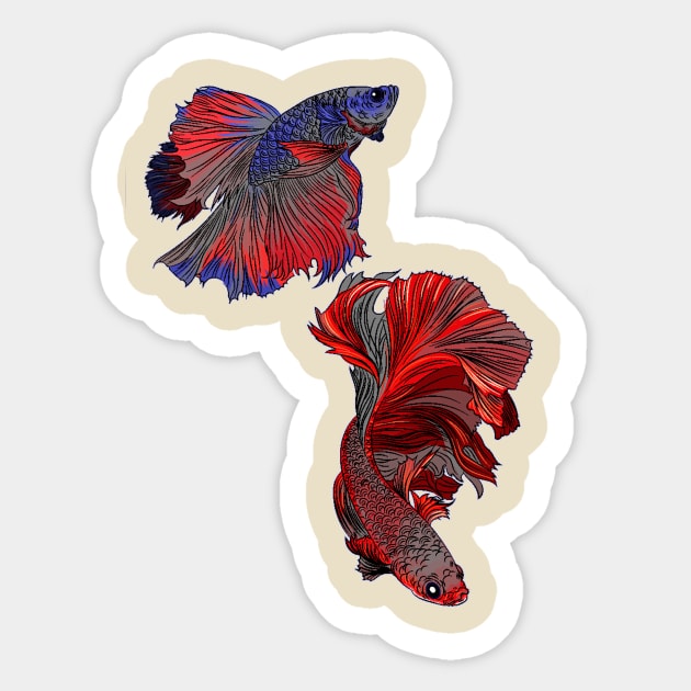 red ruby ornamental fish Sticker by Cankibar